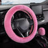 SEG Direct Furry Car Steering Wheel Cover with Fluffy Gear Shift Cover Soft Warm Non-Slip Car Decoration for Women Girls 2 PCS Set, Pink...