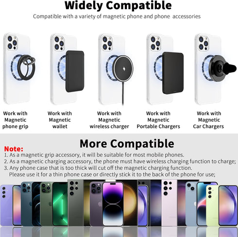 2Pcs Metal Ring Sticker for Pop Socket Magnetic Grip, Magnetic Adapter Adhesive for iPhone, Magsafe Wireless Charger (Black)......