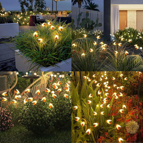 Solar Bee Lights - New Upgraded 4 Pack 40 LEDs Solar Garden Outdoor Decorations Lights, Solar Firefly Lights Waterproof, Solar Swaying Garden Ligh...