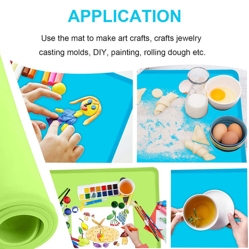 Silicone Kids Placemats, Non-Slip Silicon Placemats for Kids Baby Toddlers Childrens, Kids Portable Placemat for Dining Table, 2Pack, Blue/Green...