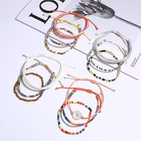 LOLIAS 24 Pieces Waterproof String Bracelets for Women Surfer Wave Boho Bracelet Adjustable Handmade Friendship Bracelet String Ocean Beach Boho B...
