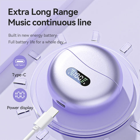 Open Ear Clip Headphones Wireless Earbuds Bluetooth 5.4 Sports Earphones Wireless Charging Case & LED Power Display Waterproof Fitness Headphones ...