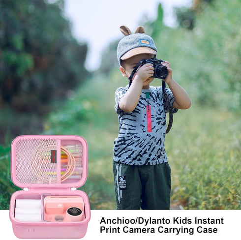 Carrying Case for Anchioo/Dylanto Kids Instant Print Camera,1080P Kids Instant Cameras That Print Photos Travel Bag Storage Holder, Mesh Pocket Fi...