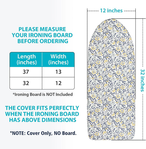Table Top Ironing Board Cover 12 x 32 inch, 3 Layers Small Iron Board Cover, Heat Reflective Thick Padding with Elasticized Edges (Flora)...