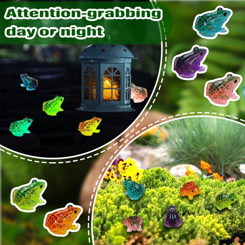 40 Pcs Miniature Frog Figurines Luminous Mini Resin Frog Mini Frog Figures Frog Model Garden Decor DIY Terrarium Craft Ornament Accessories for Mo...