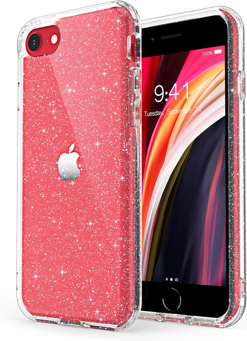 ULAK Compatible with iPhone SE 2020/2022 Case, iPhone 8/7 case Clear Glitter Soft TPU Cover Shockproof Transparent Protective Phone Case 4.7 Inch...