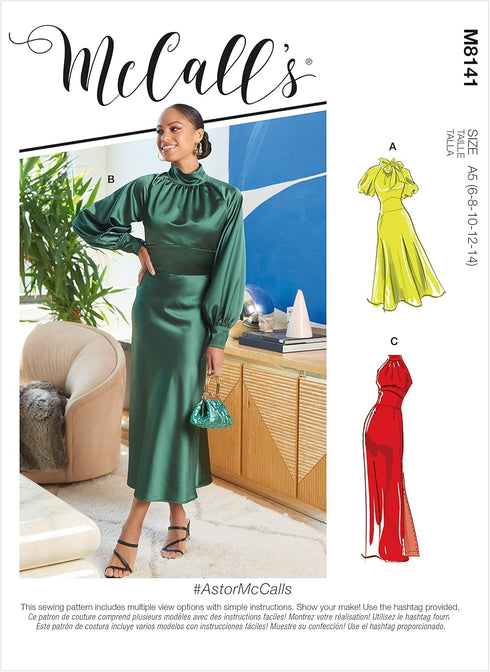 McCall's M8141F5 Misses' High-Neck Dress Sewing Patterns Kit, Design Code M8141, Sizes 16-24...