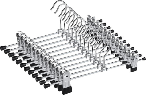 NORTHERN BROTHERS Pants Hangers 12 Pack Skirt Hangers with Clips Metal Adjustable Hanger for Pants Trousers Men Women Kids Clothes...