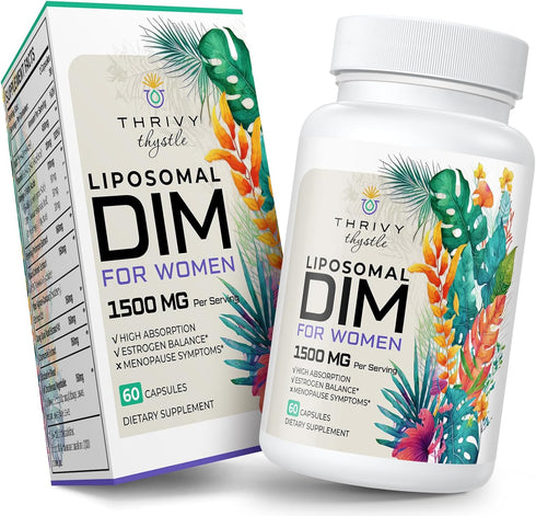 Liposomal DIM Supplement - 400 mg DIM Supplement for Women - Estrogen Supplements Contains Vitamin E, Evening Primrose - DIM Complex Suitable for ...