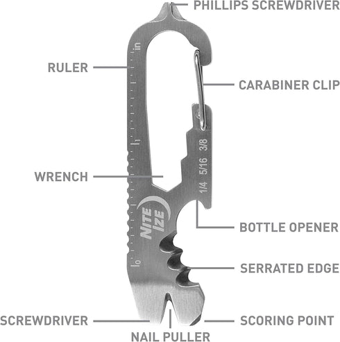 Nite Ize KMTSE-11-R3 DoohicKey Keychain Multi Tool, 1 Count (Pack of 1), Stainless Steel...