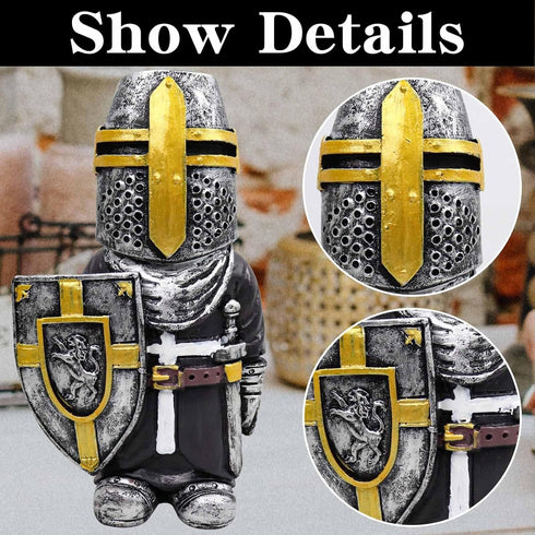 Knight Garden Gnomes Guard Garden Statue Decorations Medieval Templar Crusader Guard Knight Armor Sculpture for Home Garden Decor...