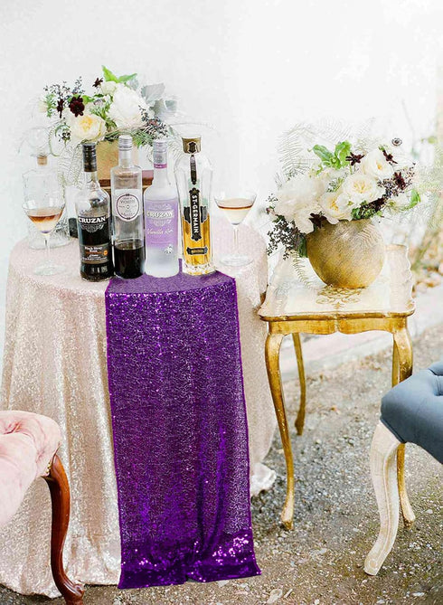 ShinyBeauty 12" x 108" Sequined Table Runner - Purple...
