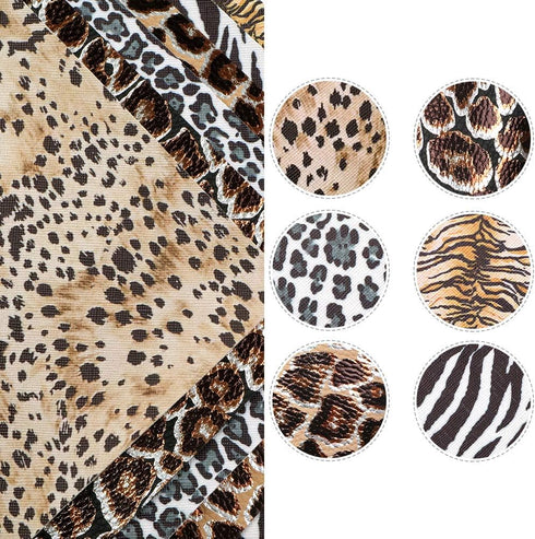 David accessories Metallic Leopard Zebra Pattern Printed Faux Leather Fabric Sheets 6 Pcs 7.7" x 12.9" (20 cm x 33 cm) Include 2 Kinds of Leather ...