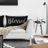 Nice Gift Inspirational Blessed Letters Words Waist Lumbar Black Cotton Linen Throw pillow case Cushion cover for Sofa home decorative Oblong 12x2...