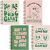 Pink Green Aesthetic Hardcover Notebooks for Work, A5 size 5.8 x 8.3 inch, Cute Notebooks for School 4 Pack, Retro Notebooks College Ruled, Cute S...