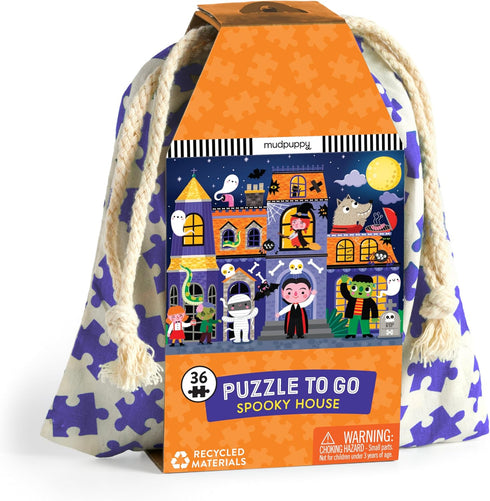 Mudpuppy Spooky House – 36 Piece Jigsaw Puzzle to Go Featuring an Adorable Haunted House with Spooky Friends Perfect for Travel and Boo Baskets...