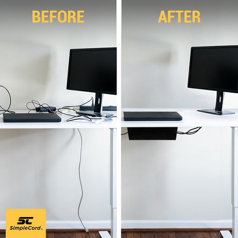 Cable Management Trays - 2-Pack 16-Inch Raceway Channels - Cord Holder Kit for Under Desk, Office, and Kitchen Use by Simple Cord (Black)...