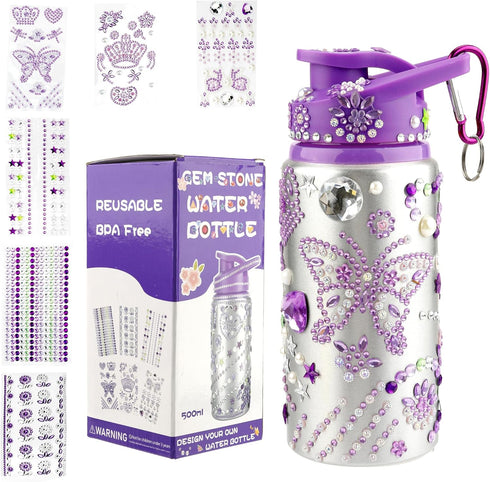 Gift for Girls, Decorate Your Own Water Bottle for Girls, DIY Arts and Crafts Kits for Kids, Back to School Supply Gifts for Kids, Purple...