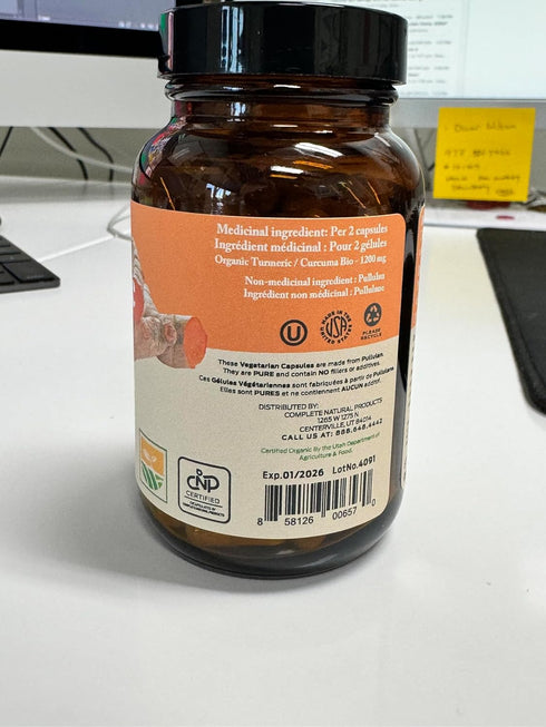 Organic Turmeric Capsules - Raw & Pure Curcumin Root Powder Supplement, 100 Capsules 600mg, Gallbladder, Liver, and Support...