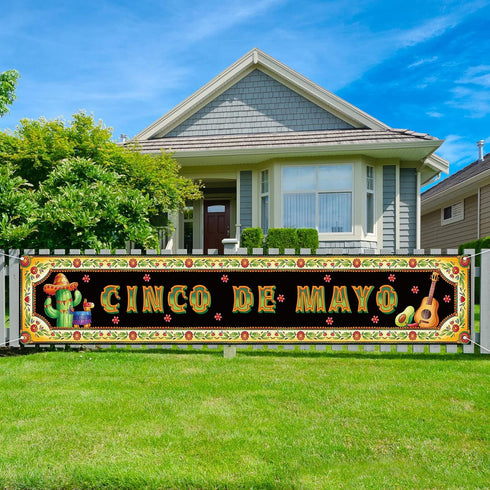 Cinco De Mayo Decorations Mexican Banner for Fence Yard Lawn Fiesta Party Flag Cinco De Mayo Decorations and Supplies for Home Party...