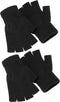 SATINIOR 2 Pair Unisex Half Finger Gloves Winter Stretchy Knit Fingerless Gloves in Common Size...