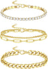 HANPABUM 3-4 PCS Stainless Steel Chain Anklet for Women Dainty Boho Tennis Ankle Bracelets Set Layered Link Paperclip Chain Anklet Adjustable Summ...