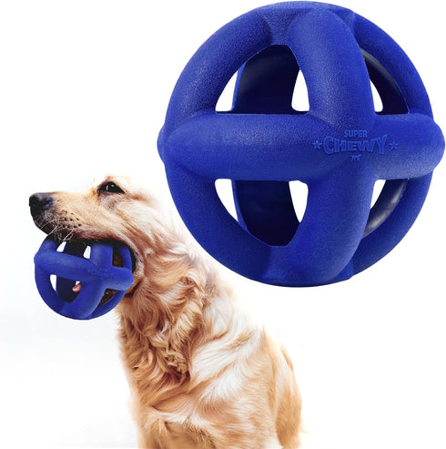 Tuff Pupper SuperChewy Tough Dog Cage Ball Toy Strong Natural Rubber | Great Dog Fetch Toy | Chew Toy for Dogs | Ultra Durable Chew Toy for Aggres...