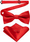 JEMYGINS Solid Color Bow Tie and Pocket Square With Cufflinks Sets for Men...
