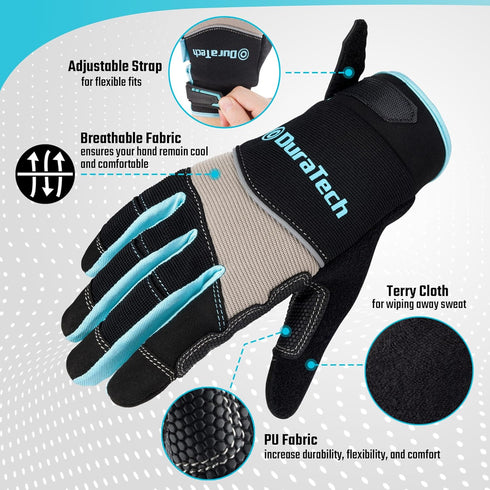 DURATECH Safety Work Gloves, Utility Mechanic Gloves, Touch Screen, Large (1 Pair) for Home Improvement and Construction Work...