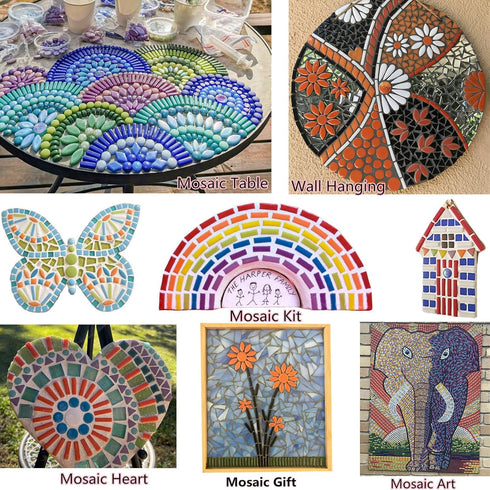 Mosaic Tiles for Crafts Bulk,200g Mixed Colors Mosaic Glass Pieces,Strips Shapes Glass Tiles for DIY Crafts Art,Mosaic Supplies and Mosaic Project...