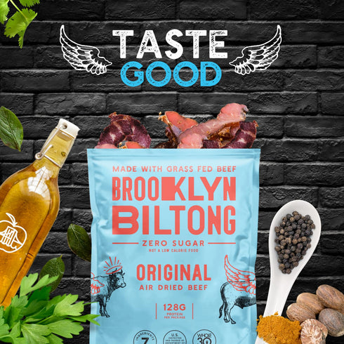 Brooklyn Biltong Air Dried Grass Fed Beef Snack, South African Beef Jerky (8 oz, Pack of 1) - Whole30 Approved, Paleo, Keto, Gluten Free, Sugar Fr...