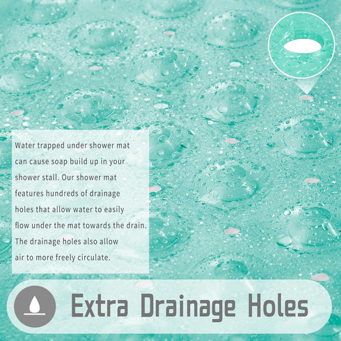 Yimobra Shower Stall Mat Non Slip, 21x21 Inch, Soft Square Bath Mat for Shower with Suction Cups and Drain Holes, Stall Floor Mats for Bathroom, M...