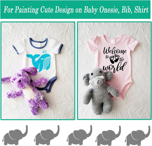 22 Pack Cute Baby Shower Stencils for Onesie Decorating Kit, Boy Girl Shirt Fabric Stencils for Clothes Phrases Mixed Animals Pattern Templates fo...