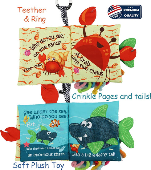 Baby Books Toys, Touch and Feel Cloth Soft Crinkle Books for Babies,Toddlers Infant,Early Learning Infant Tummy Time Sensory Toys,Baby Books 0-6 6...