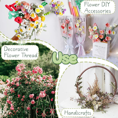 100 Pcs Floral Stems Wire for Paper Flower,14 Inch 2 Gauge Dark Green Floral Stem Wire,Crafting Floral Stem for Flower Arrangements DIY,Bouquet St...