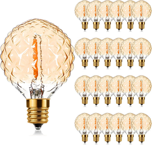 G40 E12 1W LED Candelabra Decorative Light Bulbs, Globe Outdoor String Light Replacement Christmas Bulbs, Warm White 2200K, 1 Watt Equivalent to 5...