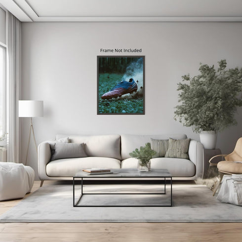 Posterizer 1 pcs-Close-up of a football -Soccer shoe kicking up dirt -2-Sports & Hobby Art Gifts for sports fans Decor for Home & Office- unframed...