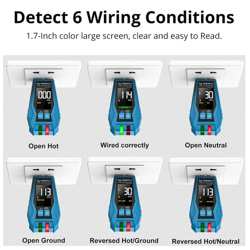 Tilswall W140 Outlet Tester with Color LCD Display, Receptacle Tester for Standard 3-Wire 120V Electrical Receptacles, Detects Common Wiring Probl...