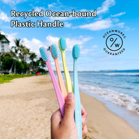 Cocofloss Cocobrush, Ultra-Soft Manual Toothbrush, Dentist-Designed, Gentle on Gums, Made from Recycled Plastic, Limoncello Yellow...