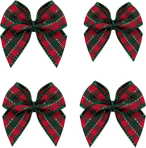 VIVIQUEN 50pcs Mini Gingham Ribbon Bows Checkered Ribbon Flowers Plaid Ribbon Bow Appliques DIY Craft for Sewing, Scrapbooking, Wedding, Gift (Gin...