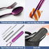 Portable Travel Reusable Utensils Silverware with Case,Travel Camping Cutlery set,Chopsticks and Straw Flatware, Stainless steel Travel Utensil se...