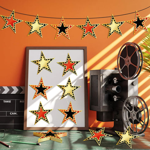 gisgfim 90PCS Movie Star Cardboard 6 Inch Red Carpet Awards Night Cutouts Movie Party Star Cutouts Classroom Bulletin Board Decorations Paper Star...