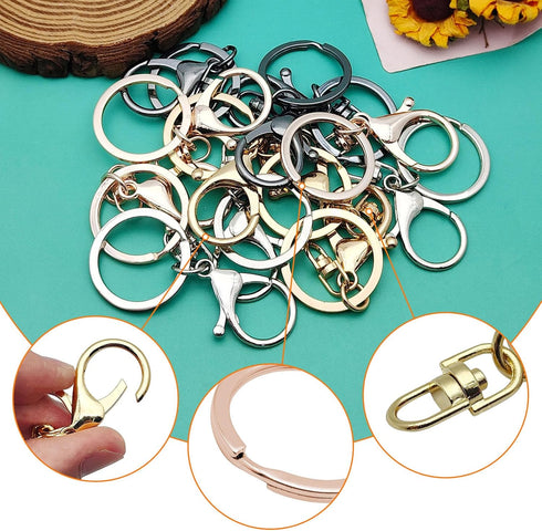 20pcs Lobster Claw Clasps Keychain for Jewelry Making,Metal Lobster Clasp Lobster Claw Clasps Hook with Flat Split Keychain Ring with Swivel Trigg...