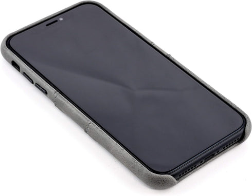 Dockem Wallet Case for iPhone XR (6.1"): Built-in Metal Plate for Magnetic Mounting & 2 Credit Card Holders (Exec M2, Synthetic Leather, Grey)...