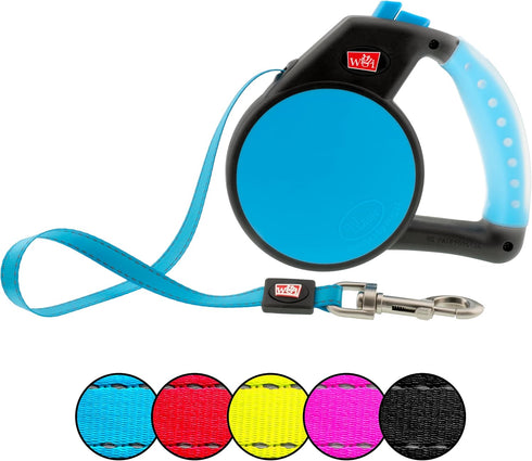 Wigzi MEDGL-BL Gel Retractable Dog Leash for Dogs Upto 44 lb, Medium, Blue...