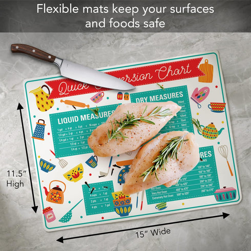 Cut N' Funnel Quick Conversion Measurement Chart on Flexible Cutting Board Mat Made in the USA of BPA Free Food Grade Plastic...