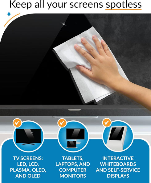 Monitor Cleaner, TV Screen Cleaner Wipes - Convenient for Car Use, No Spray, No Streaks - Reliable TV Cleaner for Smart TV, Car screen cleaner, Bi...