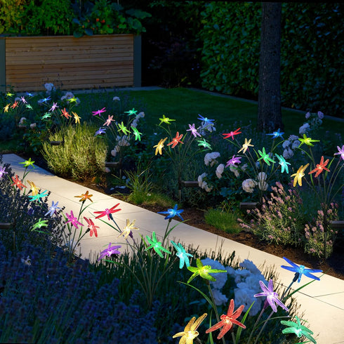Solar Garden Light Spring Outdoor Decoration Dragonfly Swing light Set 2 Suitable for patio garden patio yard landscape path decoration...