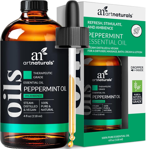 artnaturals Peppermint Essential Oil (4.0 Fl Oz / 118ml) - 100% Pure Undiluted Premium Therapeutic Grade Mentha Peperita - Fresh Mint for Hair Gro...