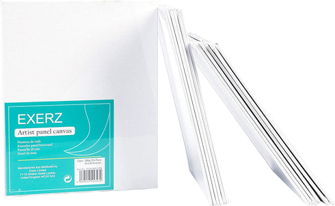 Exerz 20x25cm/8x10inch Canvas Panels 12pcs 280GSM/ Artist Canvas Board 100% Cotton 0.3cm/0.1inch Thinkness/Blank/Triple Primed/Acid Free/Medium Gr...
